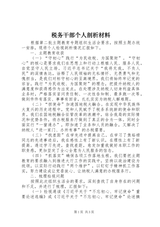 税务干部个人剖析材料