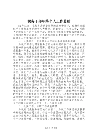 税务干部年终个人工作总结