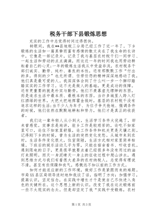 税务干部下县锻炼思想