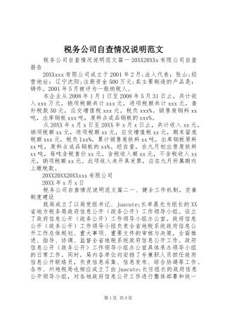 税务公司自查情况说明范文