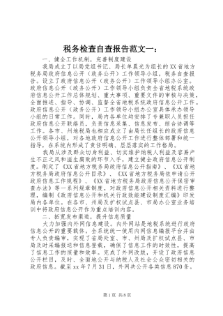 税务检查自查报告范文一
