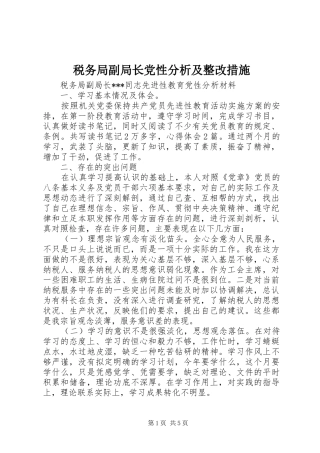 税务局副局长党性分析及整改措施