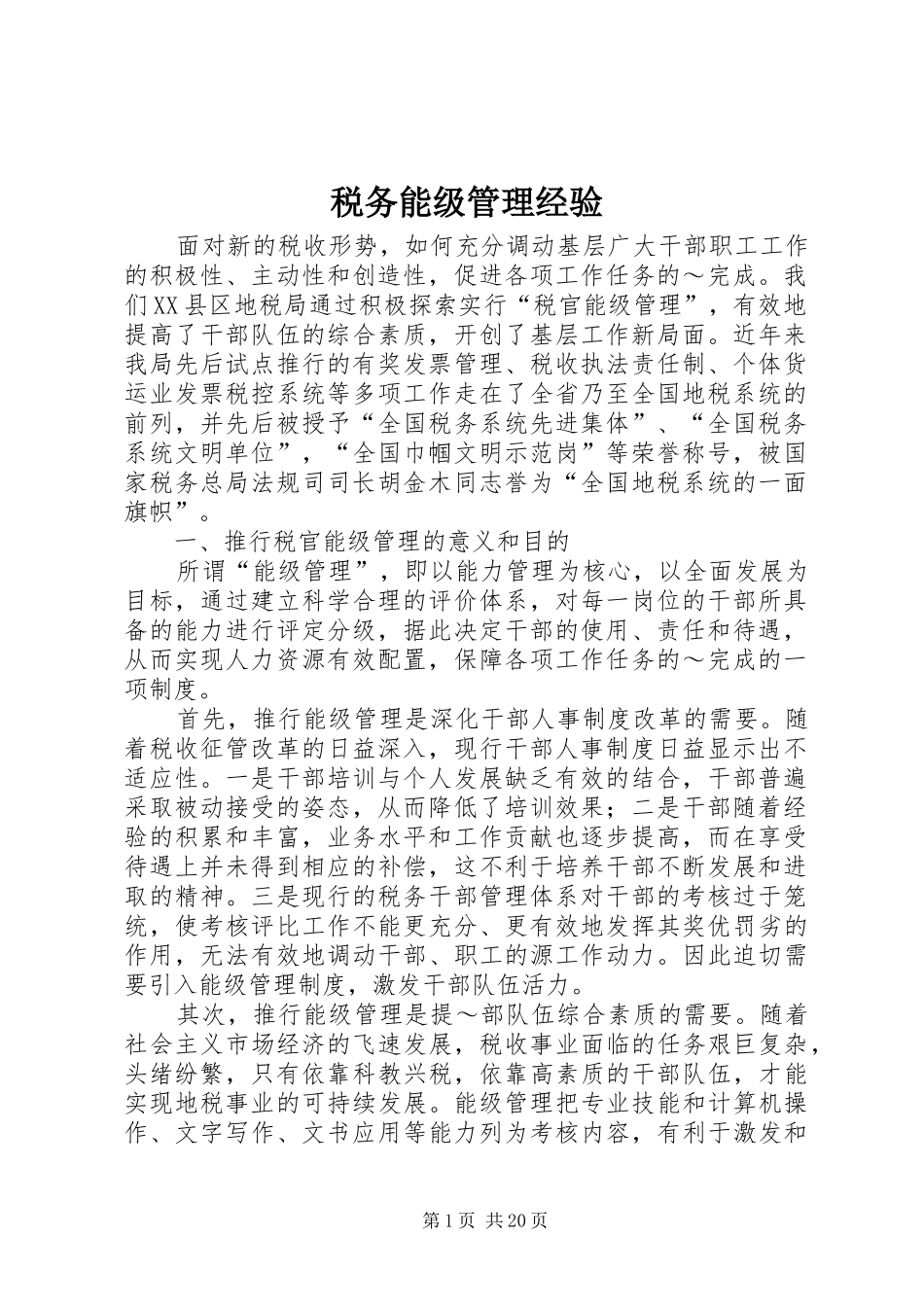 税务能级管理经验_第1页