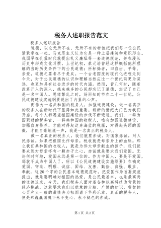 税务人述职报告范文