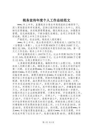 税务宣传年度个人工作总结范文