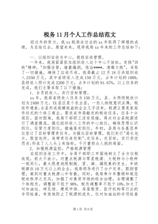 税务月个人工作总结范文
