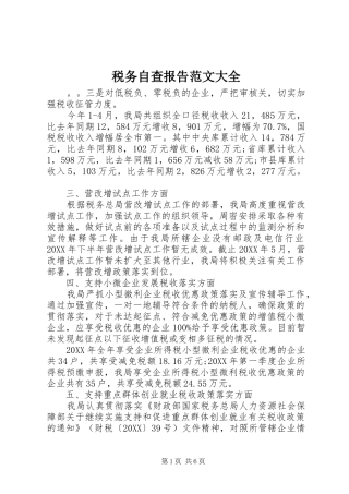 税务自查报告范文大全