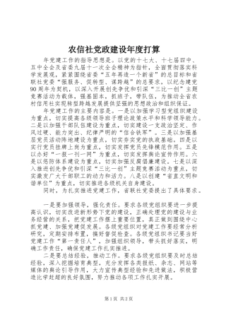 农信社党政建设年度打算