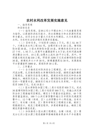农村水利改革发展实施意见