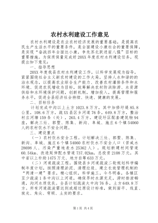 农村水利建设工作意见