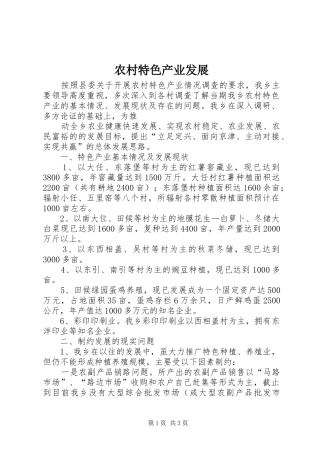 农村特色产业发展