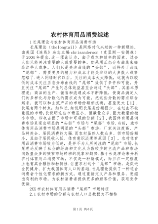 农村体育用品消费综述