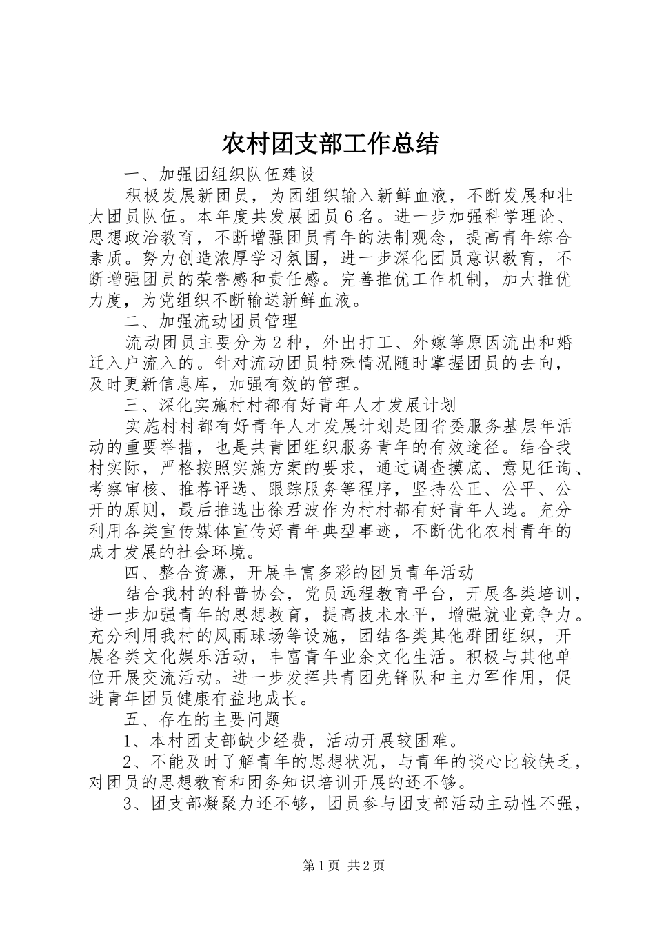 农村团支部工作总结_第1页