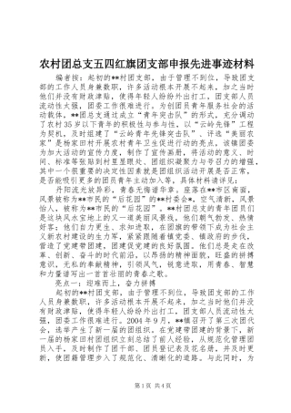 农村团总支五四红旗团支部申报先进事迹材料