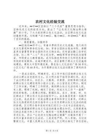 农村文化经验交流