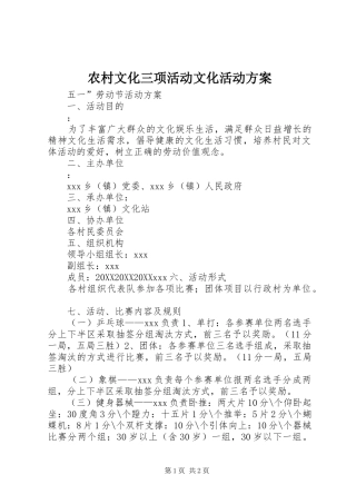 农村文化三项活动文化活动方案