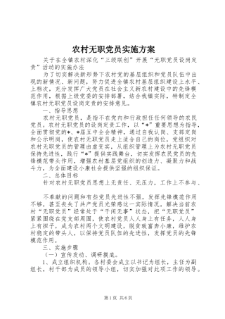 农村无职党员实施方案