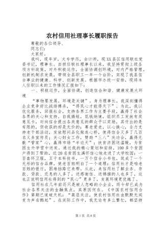 农村信用社理事长履职报告