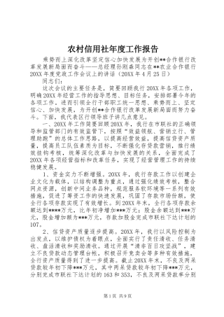 农村信用社年度工作报告