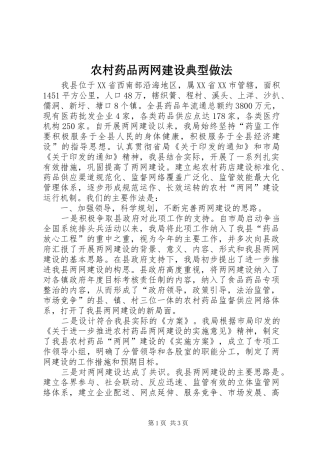 农村药品两网建设典型做法