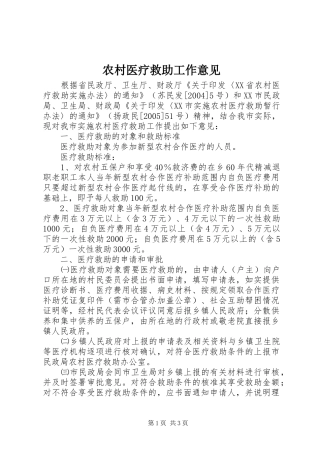 农村医疗救助工作意见