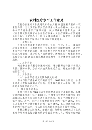 农村医疗水平工作意见