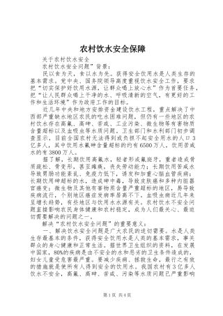 农村饮水安全保障
