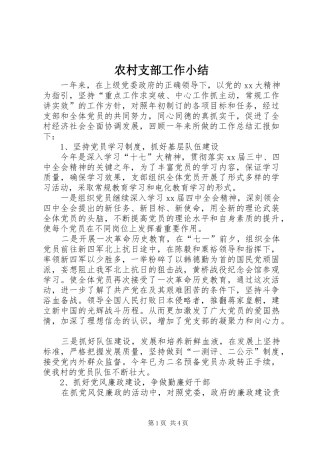 农村支部工作小结