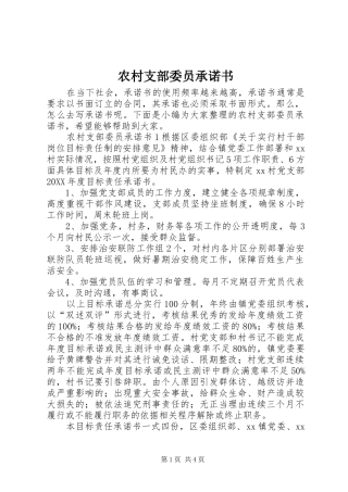 农村支部委员承诺书