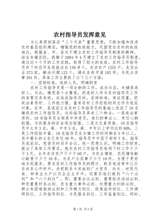 农村指导员发挥意见