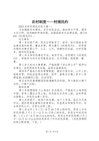 农村制度村规民约