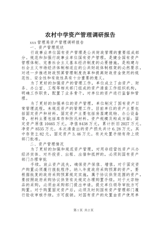 农村中学资产管理调研报告