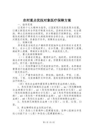农村重点优抚对象医疗保障方案