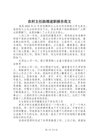 农村主任助理述职报告范文