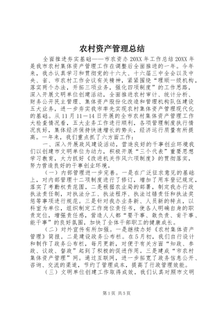 农村资产管理总结