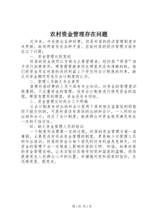 农村资金管理存在问题