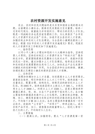 农村资源开发实施意见