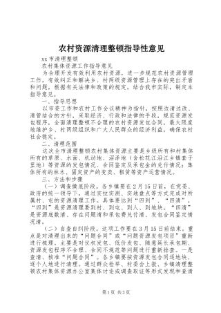 农村资源清理整顿指导性意见