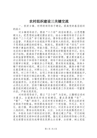 农村组织建设三关键交流