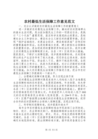 农村最低生活保障工作意见范文