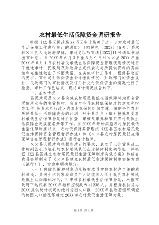 农村最低生活保障资金调研报告