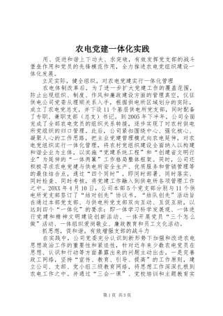 农电党建一体化实践