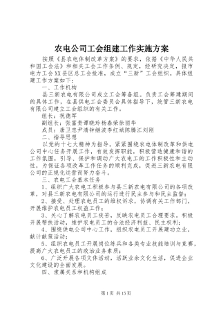 农电公司工会组建工作实施方案