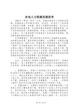 农电人力资源发展思考