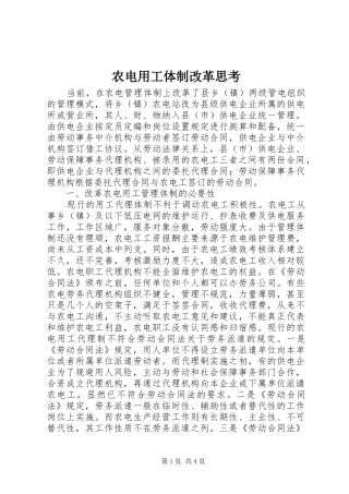 农电用工体制改革思考
