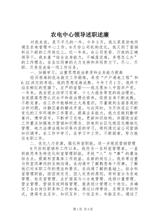 农电中心领导述职述廉