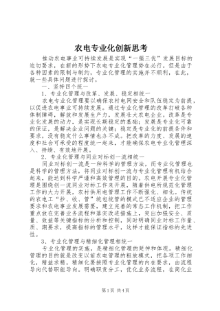 农电专业化创新思考