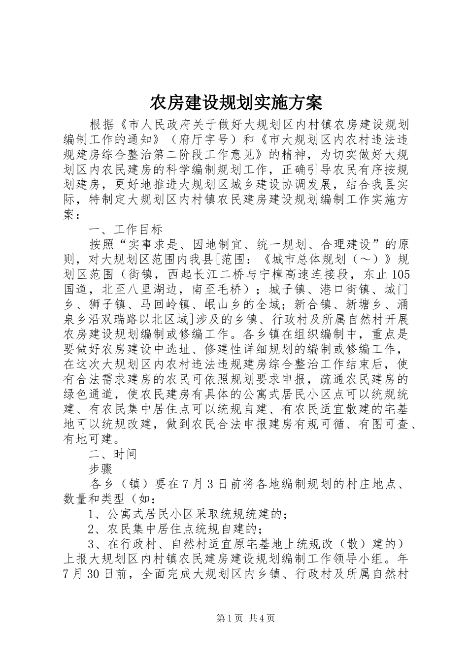 农房建设规划实施方案_第1页