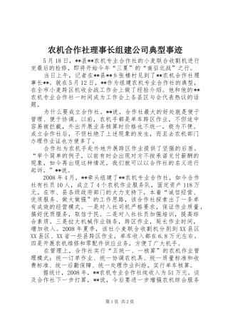 农机合作社理事长组建公司典型事迹