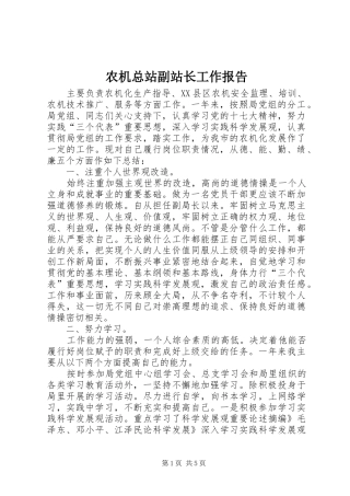 农机总站副站长工作报告